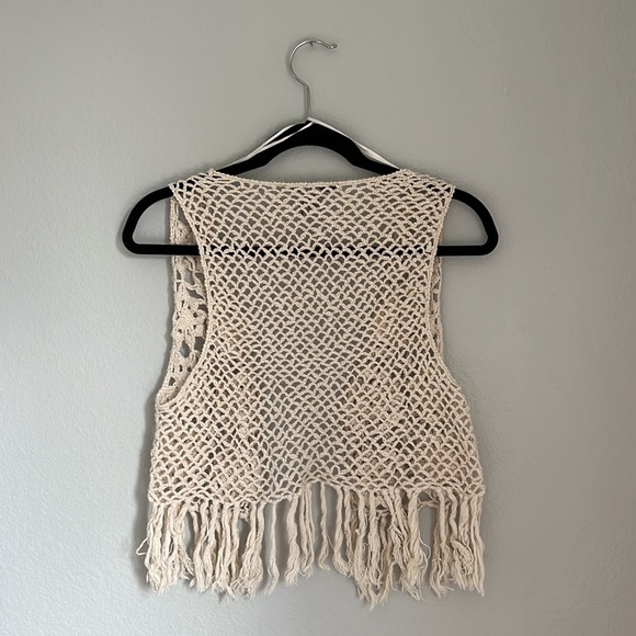 American Rag | Crochet Boho Vest Kimono Cotton Medium / Large - Picture 3 of 5